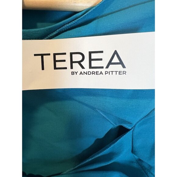 Terea By Andrea Pitter Primrose Knotted Front Top Small Blue Long Sleeves NWT - Picture 7 of 9